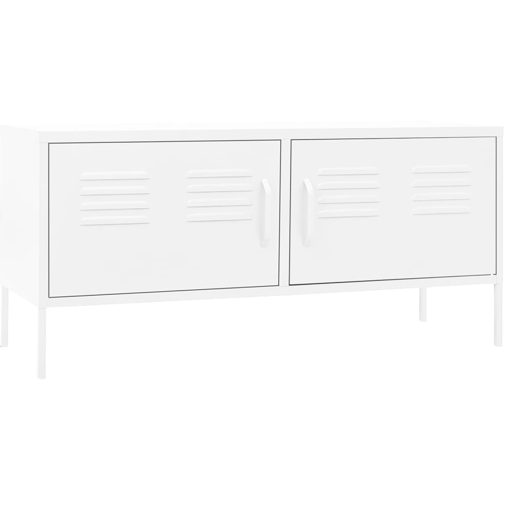 TV Cabinet White Steel 41.3 x 13.8 x 19.7 in Levelers