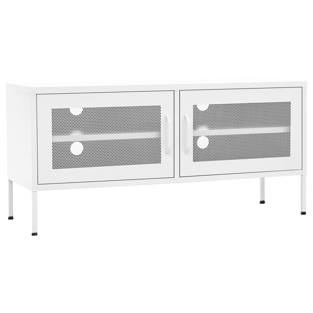 TV Cabinet White Steel Medium Levelers TV Cabinet Rectangular