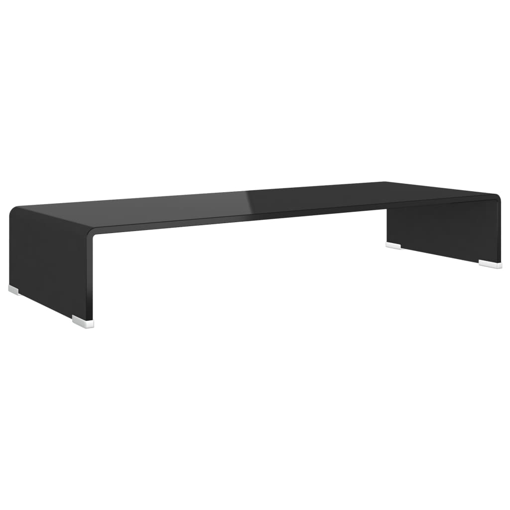 TV Stand Black Tempered glass 31.5 in x 11.8 in x 5.1 in Sleek