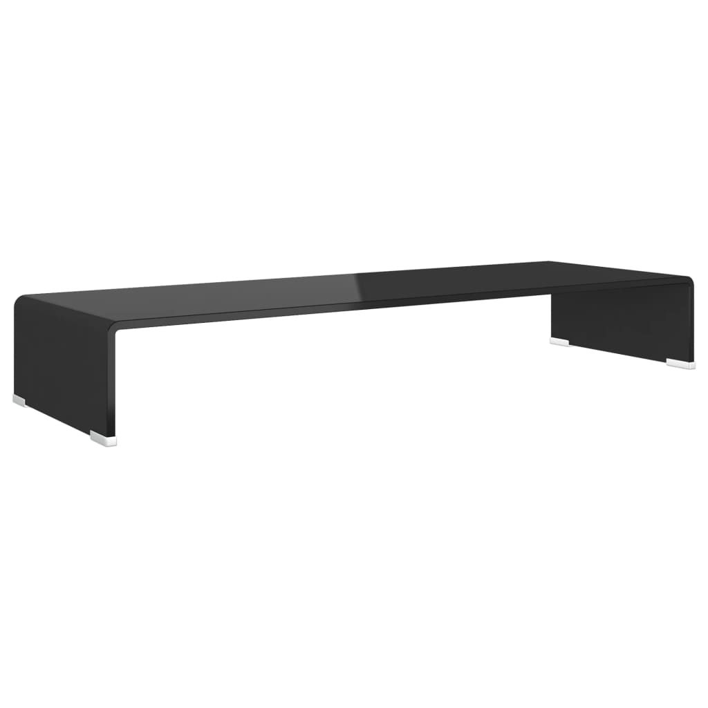 TV Stand Black Tempered Glass, Plastic Medium Glass surface