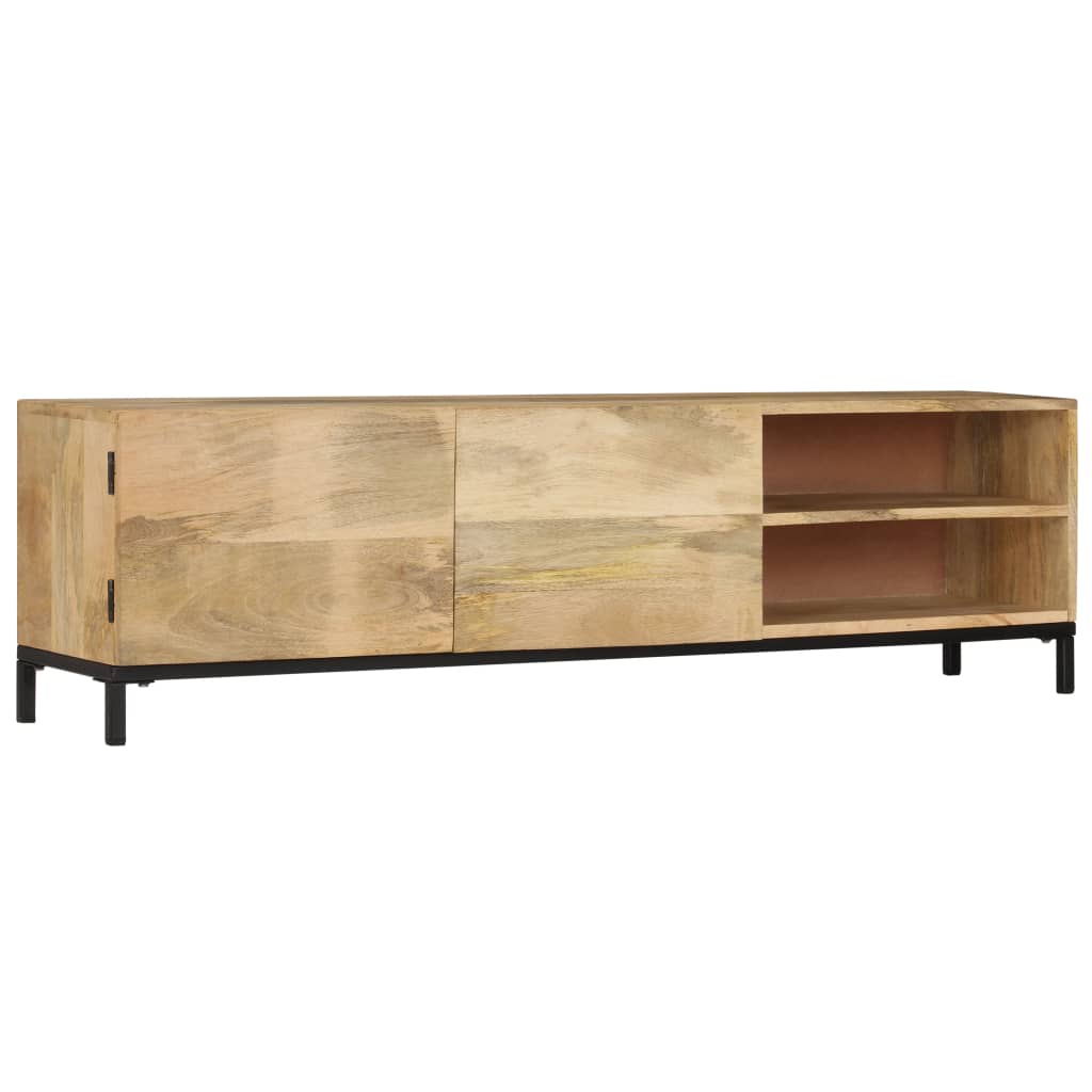 TV Stand Natural Mango Wood Solid Mango Wood and Iron Standard