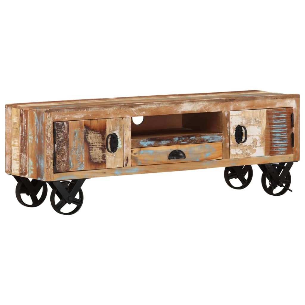 TV Stand with Wheels 43.3"x11.8"x14.6" Solid Reclaimed Wood