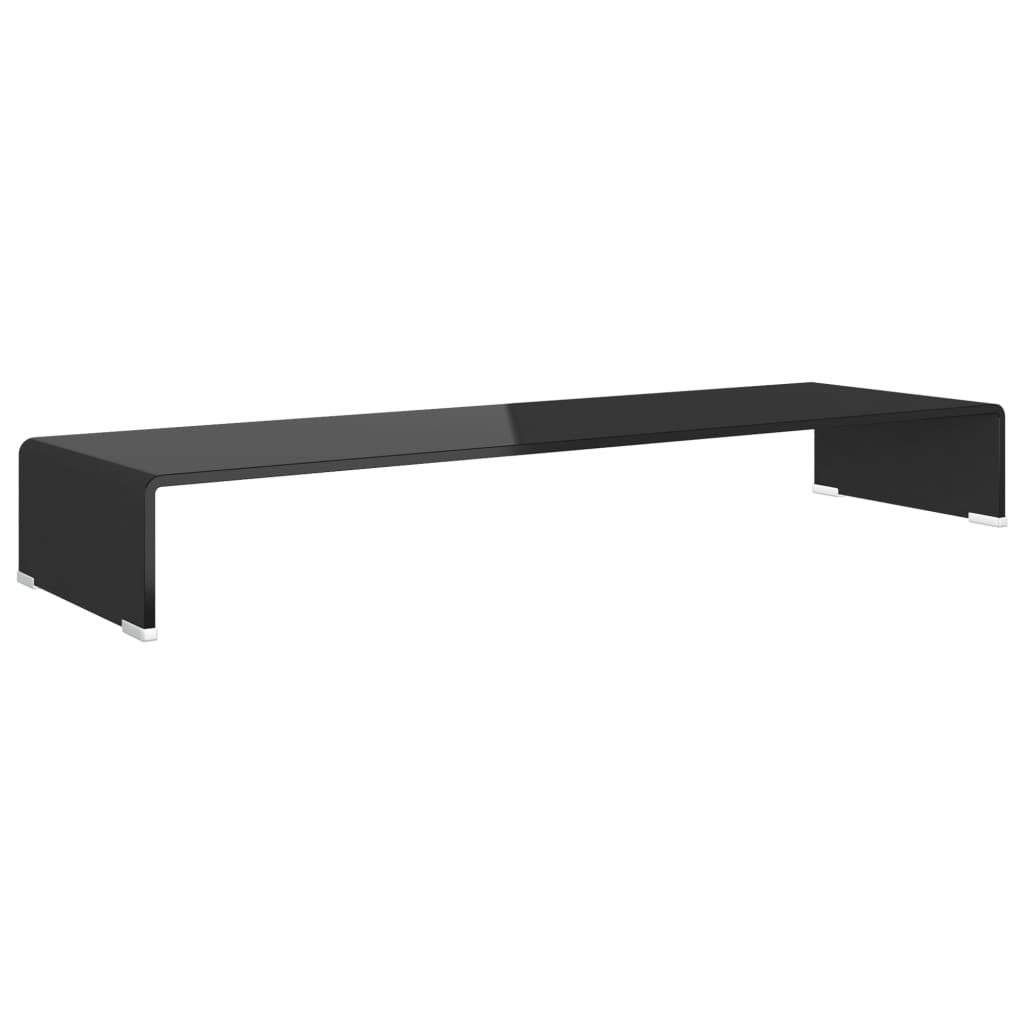TV Stand/Monitor Riser Glass Black 39.4"x11.8"x5.1"