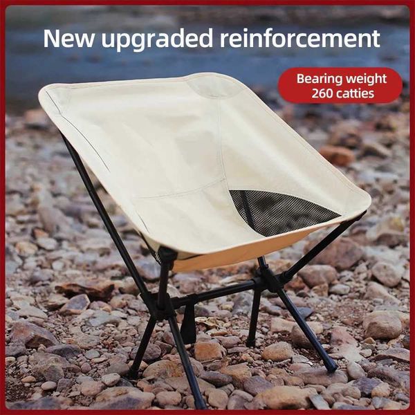 Ultralight outdoor folding chair with iron pipe frame, ideal for camping, beach trips, and fishing