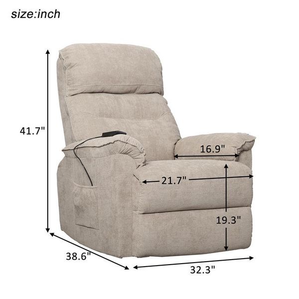 US power lift recliner chair with soft fabric and remote control for living room comfort