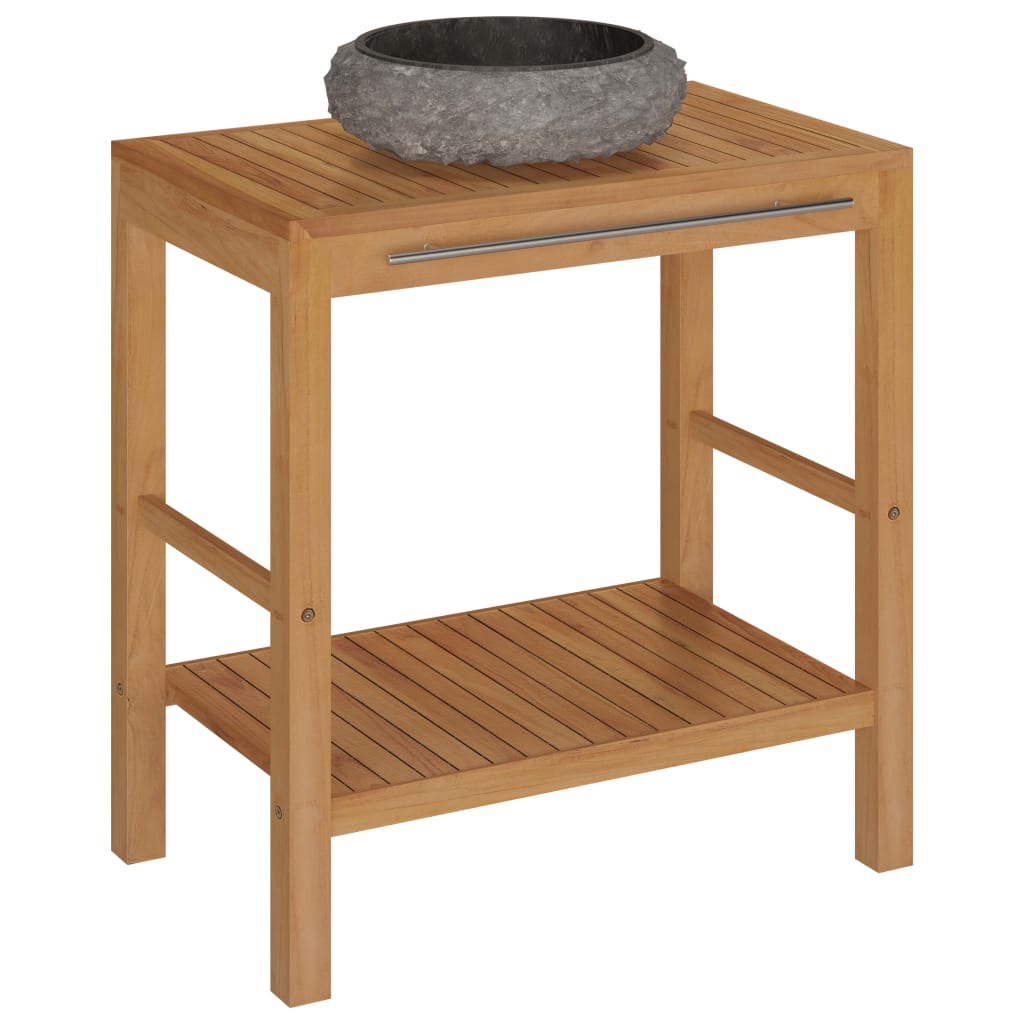 Vanity Cabinet With Sink Black Solid Teak wood Medium