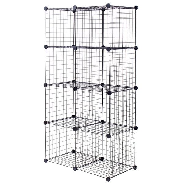 Versatile modular 8-cube wire shelving for innovative storage and display solutions