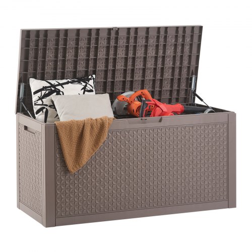 VEVOR 100-gallon waterproof outdoor storage box for patio furniture cushions, garden toys, and towels