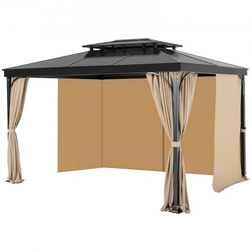 VEVOR 12' x 10' x 7.3' gazebo curtains with zippered side panels for patio privacy
