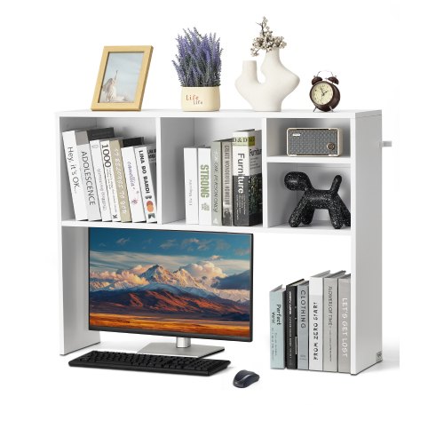 VEVOR 1-Tier Wooden Desktop Bookshelf, 37" Office Storage Organizer with 28.7" Display Hutch