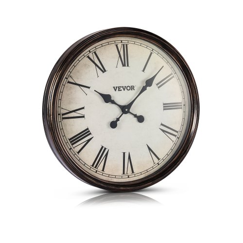 VEVOR 20-inch Roman numeral wall clock, battery-powered silent decorative round clock for living spaces, bedrooms, and offices