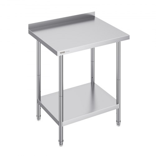 VEVOR 24 x 30 x 36 Inch Stainless Steel Work Table, Commercial Food Prep Worktable Heavy Duty Prep Worktable, Metal Work Table with Adjustable Height