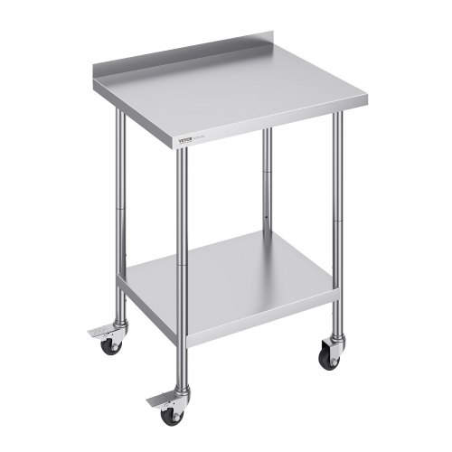 VEVOR 24 x 30 x 40 Inch Stainless Steel Work Table, Commercial Food Prep Worktable with Casters, Heavy Duty Prep Worktable, Metal Work Table with Adju

VEVOR 24x30x40-inch stainless steel commercial food prep table with casters, heavy-duty adjustable metal work surface