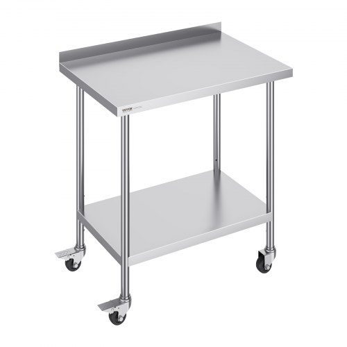 VEVOR 24x36x40 Inch Stainless Steel Commercial Food Prep Table with Adjustable Casters, Heavy-Duty Metal Workstation