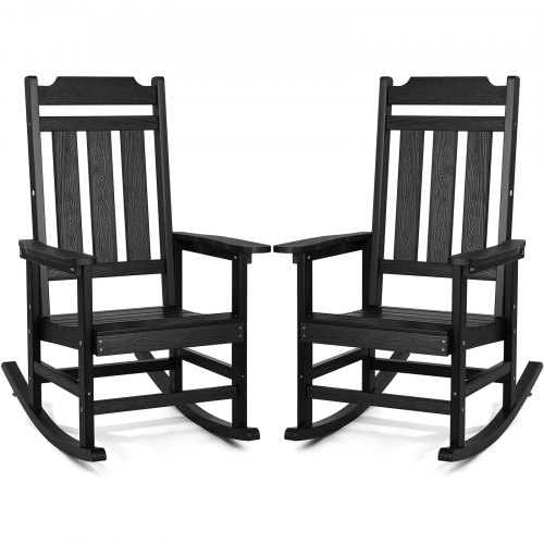 VEVOR 2-Pack Outdoor Rocking Chairs, Durable HIPS High-Back Patio Rockers with Comfortable Armrests, 400 lb Capacity for Gardens and Balconies