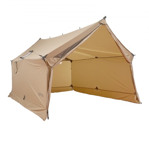 VEVOR 2-person cabin-style hot tent with stove vent, waterproof winter shelter featuring ventilation, lightweight 4-season portable design