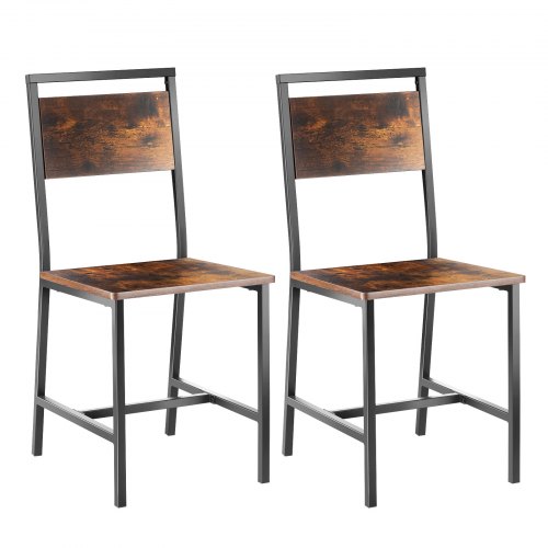 VEVOR 2-Piece Dining Chair Set: Modern Farmhouse Walnut Leather Seats with Sturdy Metal Frame, Simple Assembly Side Chairs