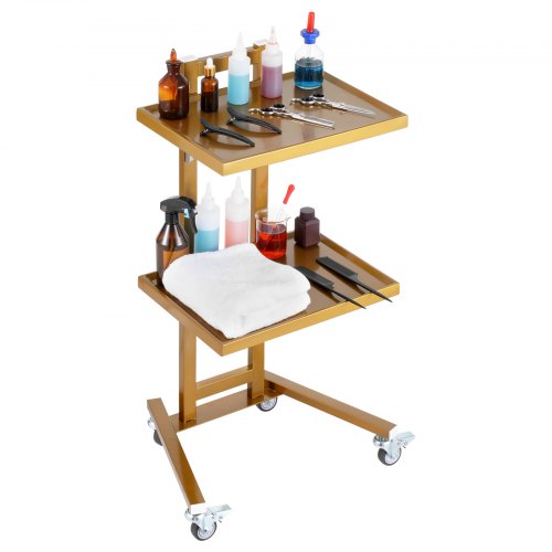 VEVOR 2-tier stainless steel lab carts with 2 trays, mobile medical carts featuring 4 quiet wheels for labs and clinics