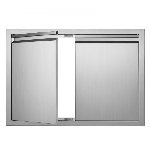 VEVOR 30"x21" Stainless Steel Double Outdoor Kitchen Door, Flush Mount Wall Entry with Recessed Handles for BBQs