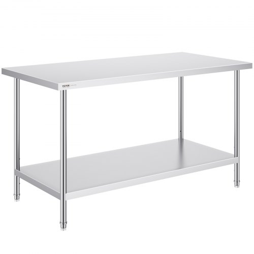 VEVOR 30x60-inch stainless steel worktable with 3-height adjustment, supporting 910 lbs for commercial use