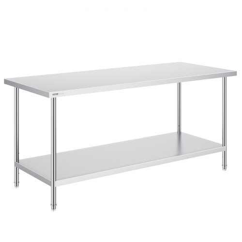 VEVOR 30x72-inch stainless steel worktable with 3-height adjustment, 920lb capacity for commercial use