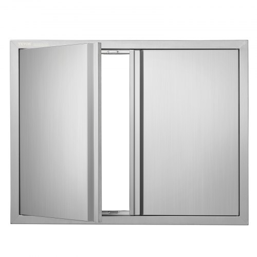 VEVOR 31x24 Inch Stainless Steel Double BBQ Access Door, Flush-Mounted Vertical Wall Door with Recessed Handles for Outdoor Kitchens