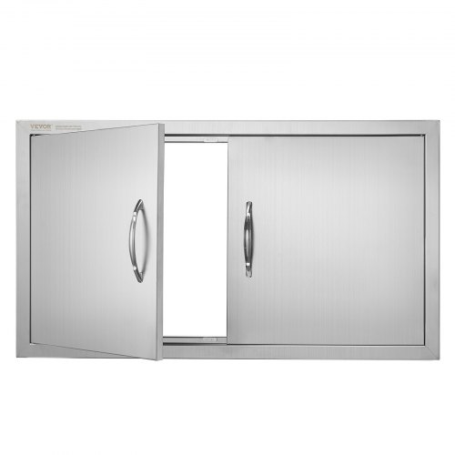 VEVOR 34W x 19H inch stainless steel double BBQ access door, flush-mounted vertical wall door with handles for outdoor kitchen islands