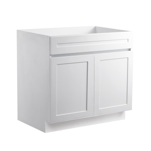 VEVOR 36-inch white shaker base cabinet, unassembled sink base with soft-close doors, 36"W x 24"D x 34.5"H ready-to-assemble cabinet