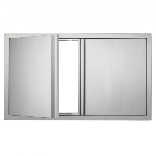 VEVOR 36W x 21H inch stainless steel double outdoor kitchen door, flush mount wall vertical door with recessed handles for BB