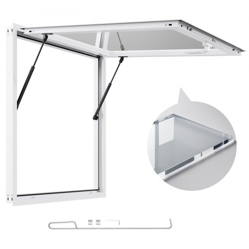 VEVOR 36x36-inch concession window with aluminum alloy frame, featuring an 85-degree stand serving window, awning door, and drag for food trucks