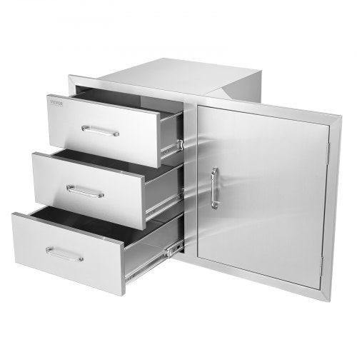 VEVOR 38.1"W Outdoor Kitchen Combo with BBQ Access Door & Triple Drawers, Featuring Stainless Steel Handles, Ideal for Grilling Setups