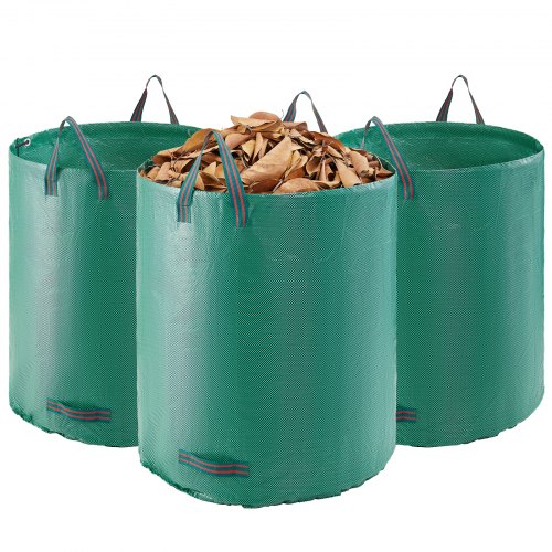 VEVOR 3-pack 72-gallon reusable yard waste bags, sturdy collapsible garden containers for leaves and grass clippings with stand-up design