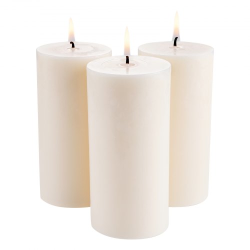 VEVOR 3-pack white unscented pillar candles, 65-hour burn time, 6-inch smokeless palm wax candles
