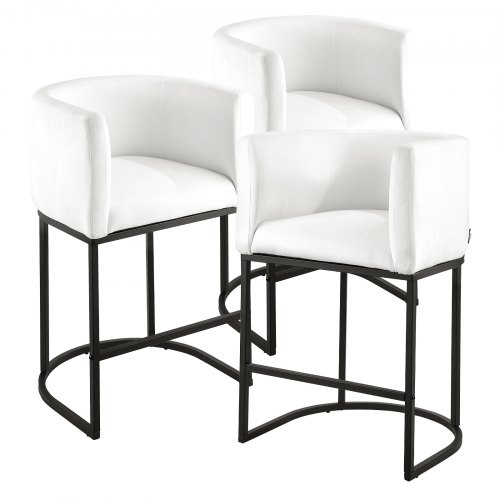 VEVOR 3-Piece 25" Counter Bar Stool Set with Backrest, Armrests, Metal Frame, and Footrest in Fabric Upholstery
