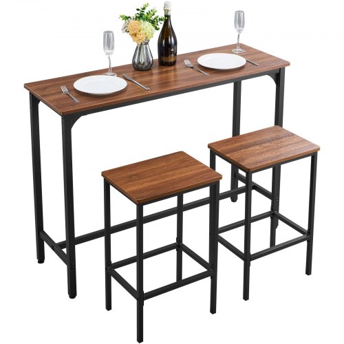 VEVOR 3-piece 47" bar table set with rounded edges, includes two stools for office or pub use