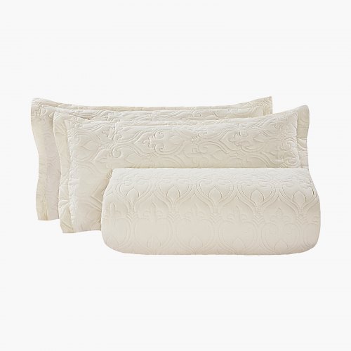 VEVOR 3-piece King Quilt Set, lightweight cotton comforter in beige with quilt and two pillow shams