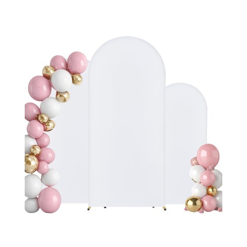 VEVOR 3-piece wedding arch stand set, gold metal frame with sturdy crossbar design and carrying case, easy assembly
