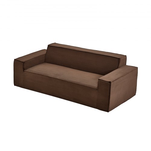 VEVOR 3-seat boxed sofa, 83-inch corded couch with memory foam, deep seating for living spaces, offices, or apartments in brown