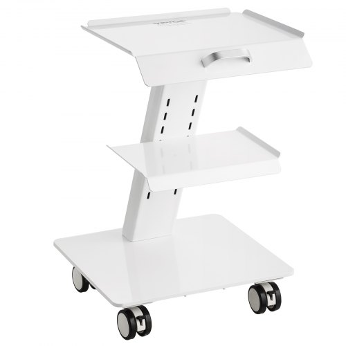 VEVOR 3-tier mobile lab cart with swivel casters, 220 lb capacity metal trolley for clinical and laboratory use