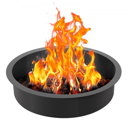 VEVOR 40-inch outer/36-inch inner diameter fire pit ring, 8.5-inch tall heavy-duty carbon steel liner for DIY campfire setups
