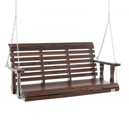 VEVOR 4.5 ft Wooden Porch Swing, Upgraded Garden Bench with 880 lbs Capacity, Heavy Duty Outdoor Swing Chair