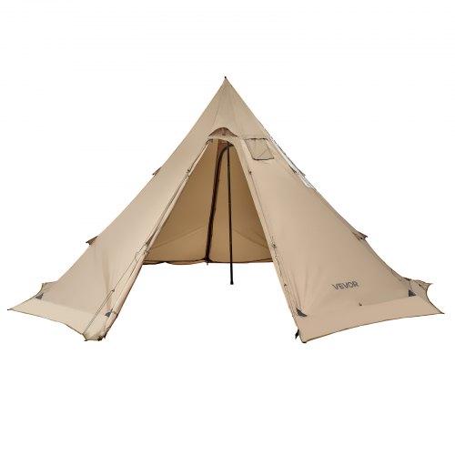 VEVOR 4-6 person hot tent, portable winter tipi with stove jack, waterproof canvas shelter for all-season camping and hiking