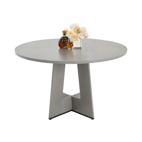 VEVOR 47-inch Round Wooden Dining Table for 4-6 People, Farmhouse Style Circle Table with Sturdy Wooden Legs, Rustic Home Dining Furniture