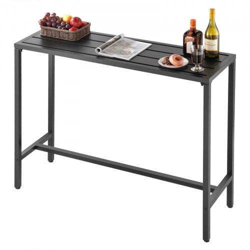 VEVOR 47x15-inch outdoor bar table with waterproof top and durable metal frame, perfect for patio counter-height dining