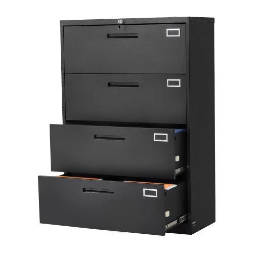 VEVOR 4-drawer metal filing cabinet with lock, vertical storage unit featuring adjustable hanging rod for home or office use