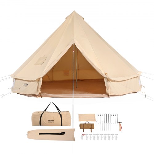 VEVOR 4-season 3m yurt tent with stove jack, breathable canvas shelter for 4-person family camping