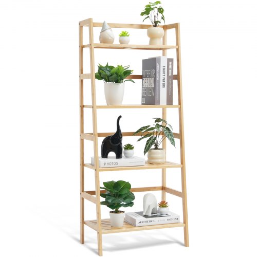 VEVOR 4-Tier Bamboo Ladder Shelf, Trapezoid Open Bookcase, Display Storage Rack Organizer, Freestanding Flower Plant Stand, Ladder Bookshelf Ideal for

VEVOR 4-tier bamboo shelf, trapezoidal bookcase, open display rack, freestanding plant stand, ideal ladder bookshelf