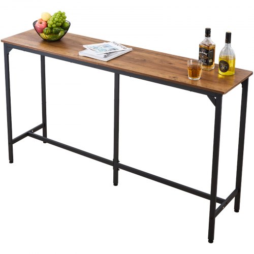 VEVOR 53-inch Bar Table with Rounded Edges, a Tall Rectangular Dining Table Ideal for Kitchens, Living Rooms, and Balconies