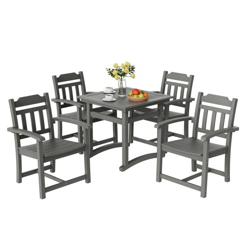 VEVOR 5-piece outdoor dining set, square table and chairs for patio, all-weather garden furniture conversation set