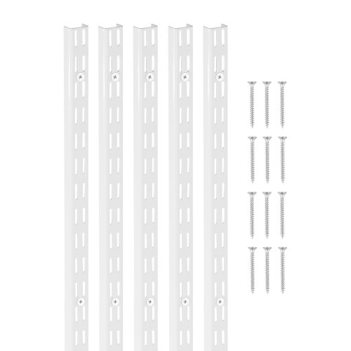 VEVOR 60-inch Shelf Pilaster Set, 5 Dual-Track Uprights with 25 Screws for Heavy-Duty Wall Shelving Systems
